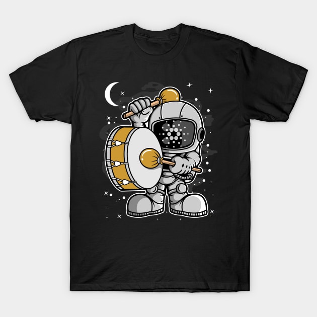 Astronaut Drummer Cardano ADA Coin To The Moon Crypto Token Cryptocurrency Blockchain Wallet Birthday Gift For Men Women Kids T-Shirt by Thingking About